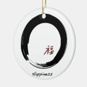 Enso Kreis mit Glück-Weihnachtsverzierung Keramik Ornament (Links)