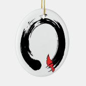 Enso Kreis mit rotem Kardinal Keramik Ornament (Rechts)