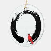 Enso Kreis mit rotem Kardinal Keramik Ornament (Links)