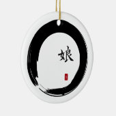 Enso Kreis mit Symbol für Tochter Keramik Ornament (Rechts)