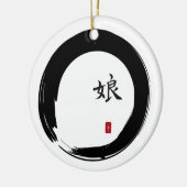 Enso Kreis mit Symbol für Tochter Keramik Ornament (Links)