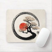 Enso Kreis und Bonsais-Baum auf Leinwand Mousepad (Mit Mouse)