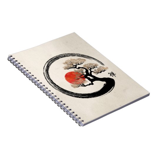 Enso Kreis und Bonsais-Baum auf Leinwand Notizblock (Rechte Seite)