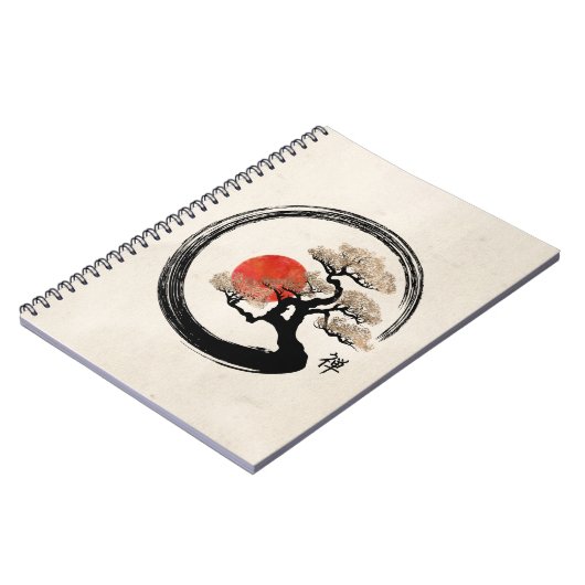 Enso Kreis und Bonsais-Baum auf Leinwand Notizblock (Linke Seite)