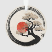 Enso Kreis und Bonsais-Baum auf Leinwand Ornament (Rückseite)