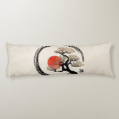 Enso Kreis und Bonsais-Baum auf Leinwand Seitenschläferkissen (Rückseite)