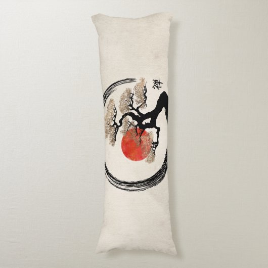 Enso Kreis und Bonsais-Baum auf Leinwand Seitenschläferkissen (Vorderseite Vertikal)