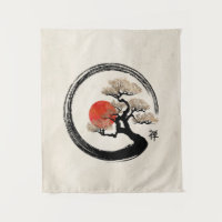 Enso Kreis und Bonsais-Baum auf Leinwand