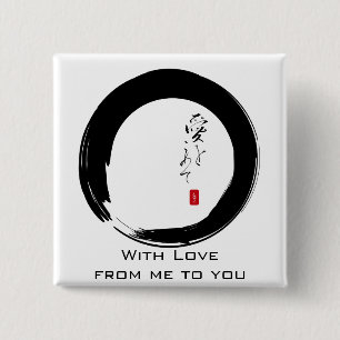 Enso mit Kanji "Mit Liebe" Button