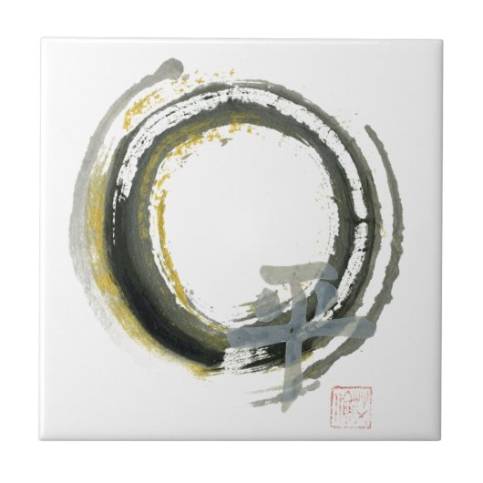 Enso mit Pax, Sumi-e Fliese (Vorderseite)