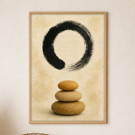 Enso Over Stones Gouache Boho Art Poster