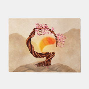 Enso Zen Blossoming Sakura Bonsai Fußmatte