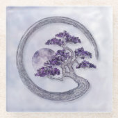 Enso Zen Circle Amethyst Bonsai Tree Glasuntersetzer (Vorderseite)
