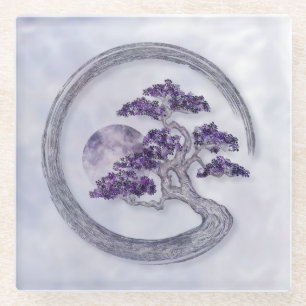 Enso Zen Circle Amethyst Bonsai Tree Glasuntersetzer
