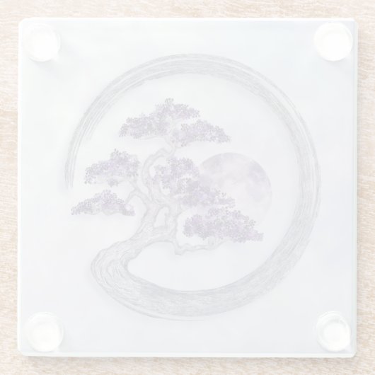 Enso Zen Circle Amethyst Bonsai Tree Glasuntersetzer (Rückseite)