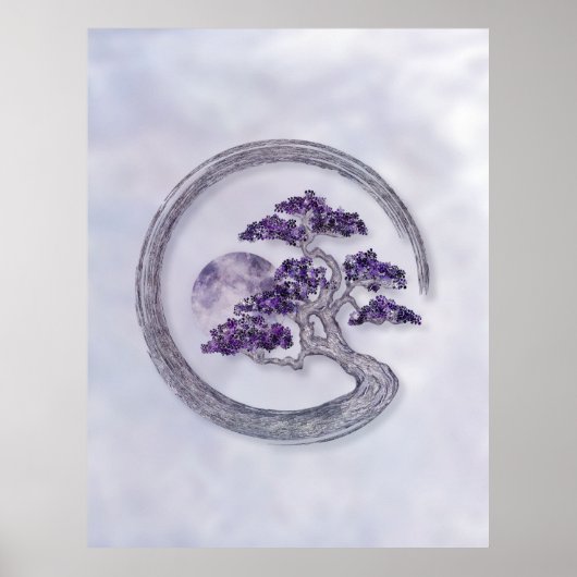 Enso Zen Circle Amethyst Bonsai Tree Poster (Vorne)