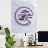 Enso Zen Circle Amethyst Bonsai Tree Poster (Heimbüro)