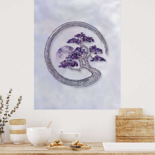 Enso Zen Circle Amethyst Bonsai Tree Poster (Küche)