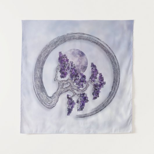 Enso Zen Circle Amethyst Bonsai Tree Wandteppich (Vorderseite (Horizontal))
