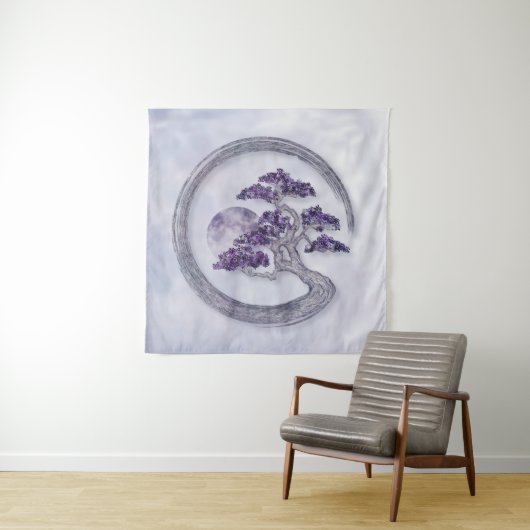 Enso Zen Circle Amethyst Bonsai Tree Wandteppich (Beispiel)