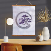 Enso Zen Circle Amethyst Bonsai Tree Wandteppich Mit Holzrahmen