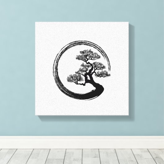 Enso Zen Circle and Bonsai Tree Leinwanddruck (Insitu (Holzboden))