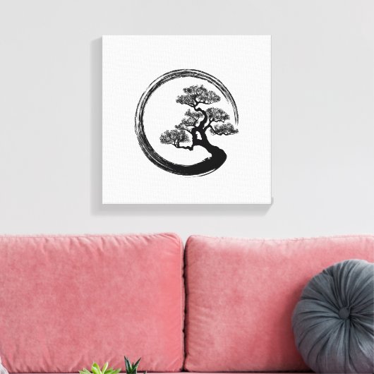 Enso Zen Circle and Bonsai Tree Leinwanddruck (Insitu (Wohnzimmer))