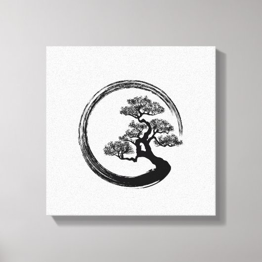 Enso Zen Circle and Bonsai Tree Leinwanddruck (Vorderseite)