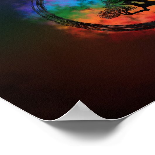 Enso Zen Circle and Bonsai Tree Nebula Poster (Ecke)