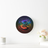 Enso Zen Circle and Bonsai Tree Nebula Runde Wanduhr (Zuhause)