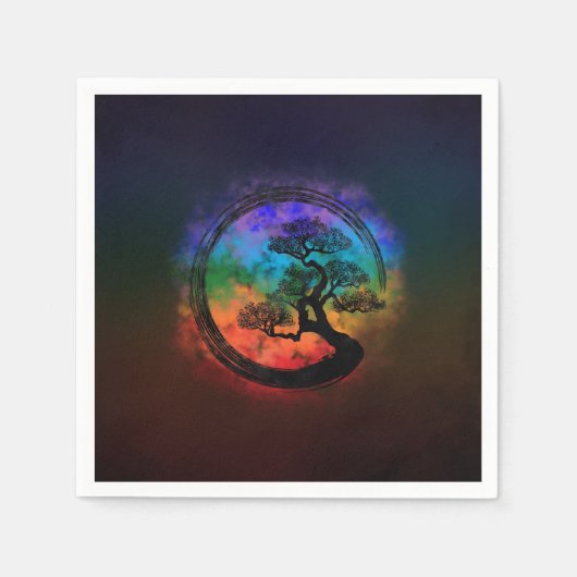 Enso Zen Circle and Bonsai Tree Nebula Serviette (Vorderseite)