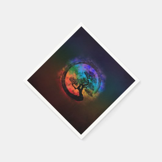 Enso Zen Circle and Bonsai Tree Nebula Serviette (Ecke)