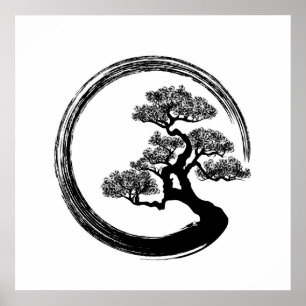 Enso Zen Circle and Bonsai Tree Poster