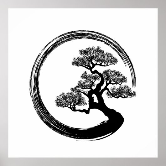 Enso Zen Circle and Bonsai Tree Poster (Vorne)