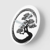 Enso Zen Circle and Bonsai Tree Runde Wanduhr (Winkel)