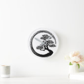 Enso Zen Circle and Bonsai Tree Runde Wanduhr (Zuhause)