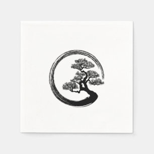 Enso Zen Circle and Bonsai Tree Serviette