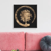 Enso Zen Circle and Tree - Gold auf schwarz Leinwanddruck (Insitu (Wohnzimmer))
