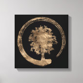 Enso Zen Circle and Tree - Gold auf schwarz Leinwanddruck (Vorderseite)