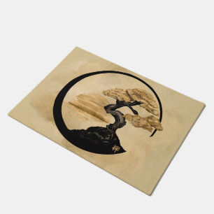 Enso Zen Circle Bonsai - Goldener Sonnenaufgang Fußmatte