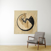 Enso Zen Circle Bonsai - Goldener Sonnenaufgang Wandteppich (Beispiel)