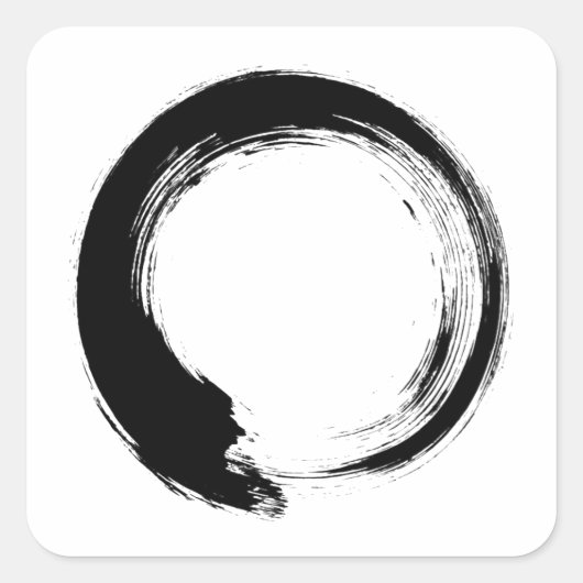 Enso Zen Circle Quadratischer Aufkleber (Vorderseite)
