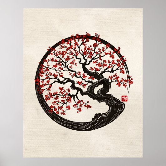 Enso Zen Circle Sakura Poster (Vorne)