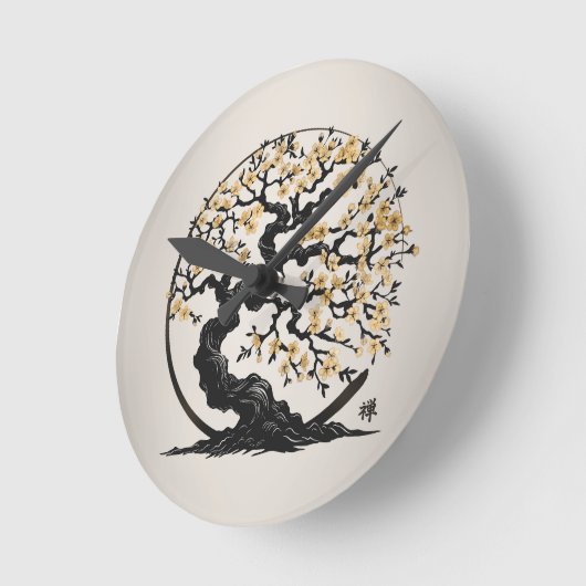 Enso Zen Circle Sakura Runde Wanduhr (Winkel)