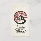 Enso Zen Circle Sakura Tree - Roter Kirschblossom Visitenkarte (Vorderseite)