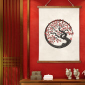 Enso Zen Circle Sakura Wandteppich Mit Holzrahmen