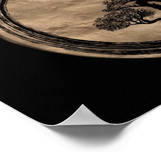Enso Zen Circle und Bonsai Tree Gold Poster (Ecke)