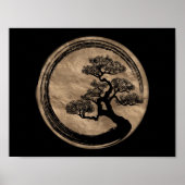 Enso Zen Circle und Bonsai Tree Gold Poster (Vorne)