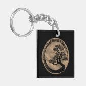 Enso Zen Circle und Bonsai Tree Gold Schlüsselanhänger (Vorderseite links)