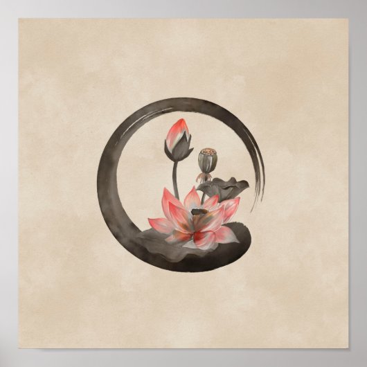 Enso Zen Circle und Lotus Poster (Vorne)